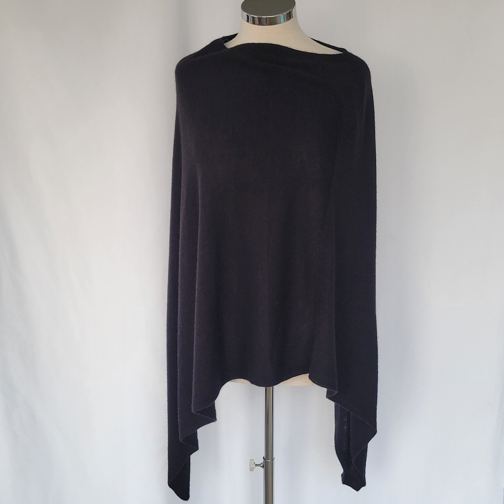 Tahari Cashmere Black Lightweight Poncho OS EUC